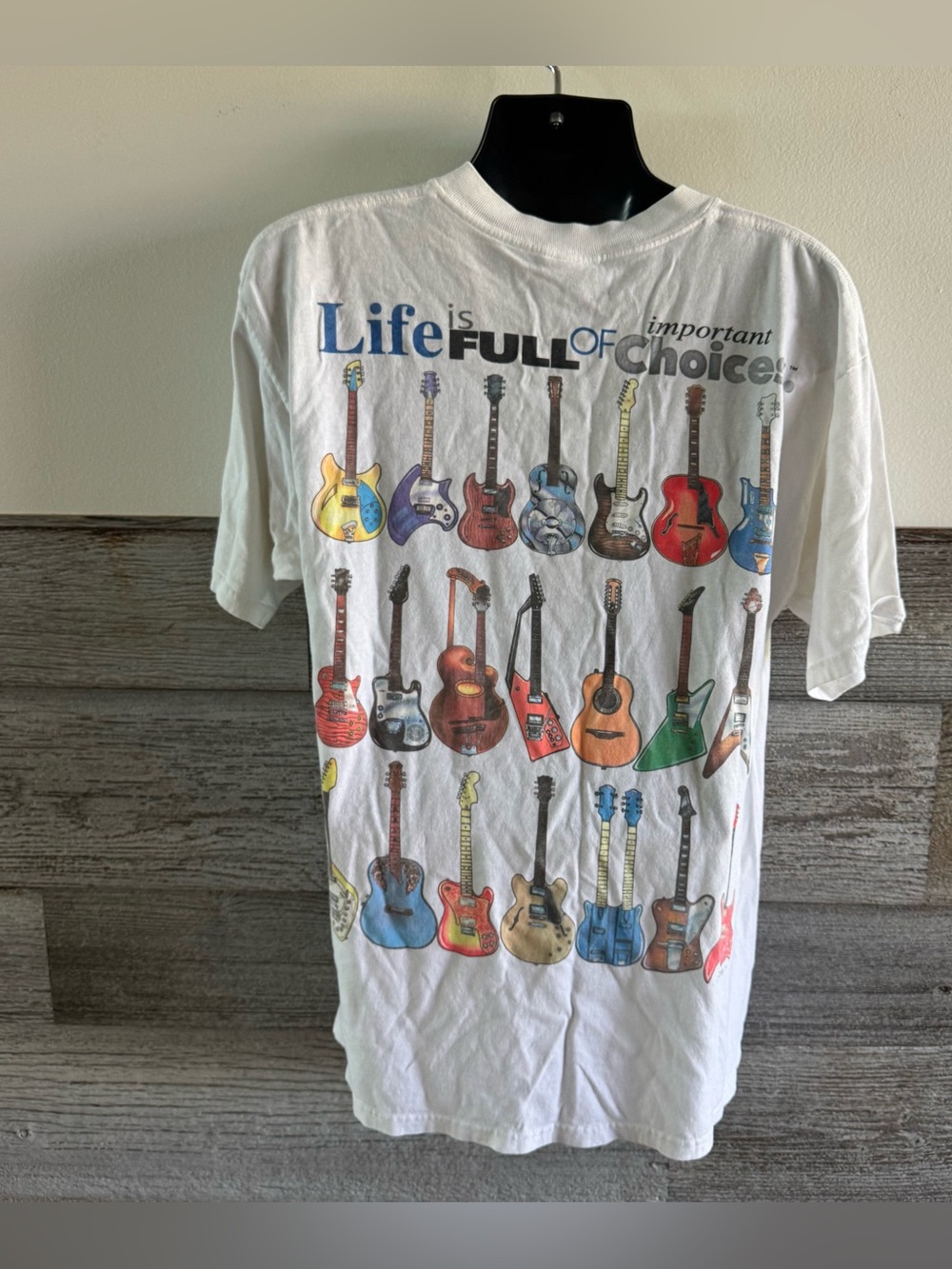 Vintage 1994 Life Is Full of Important Choices Guitar T-Shirt Gildan XL (G1)